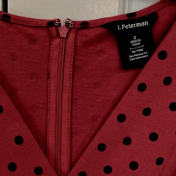 HOLIDAYS! J. Peterman Polka Dot Cummerbund Dress NWOT • Size 2 - Picture 4 of 8